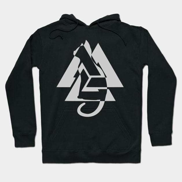 Valknut Cat Silhouette | Norse symbos | Knot Hoodie by DepicSpirit